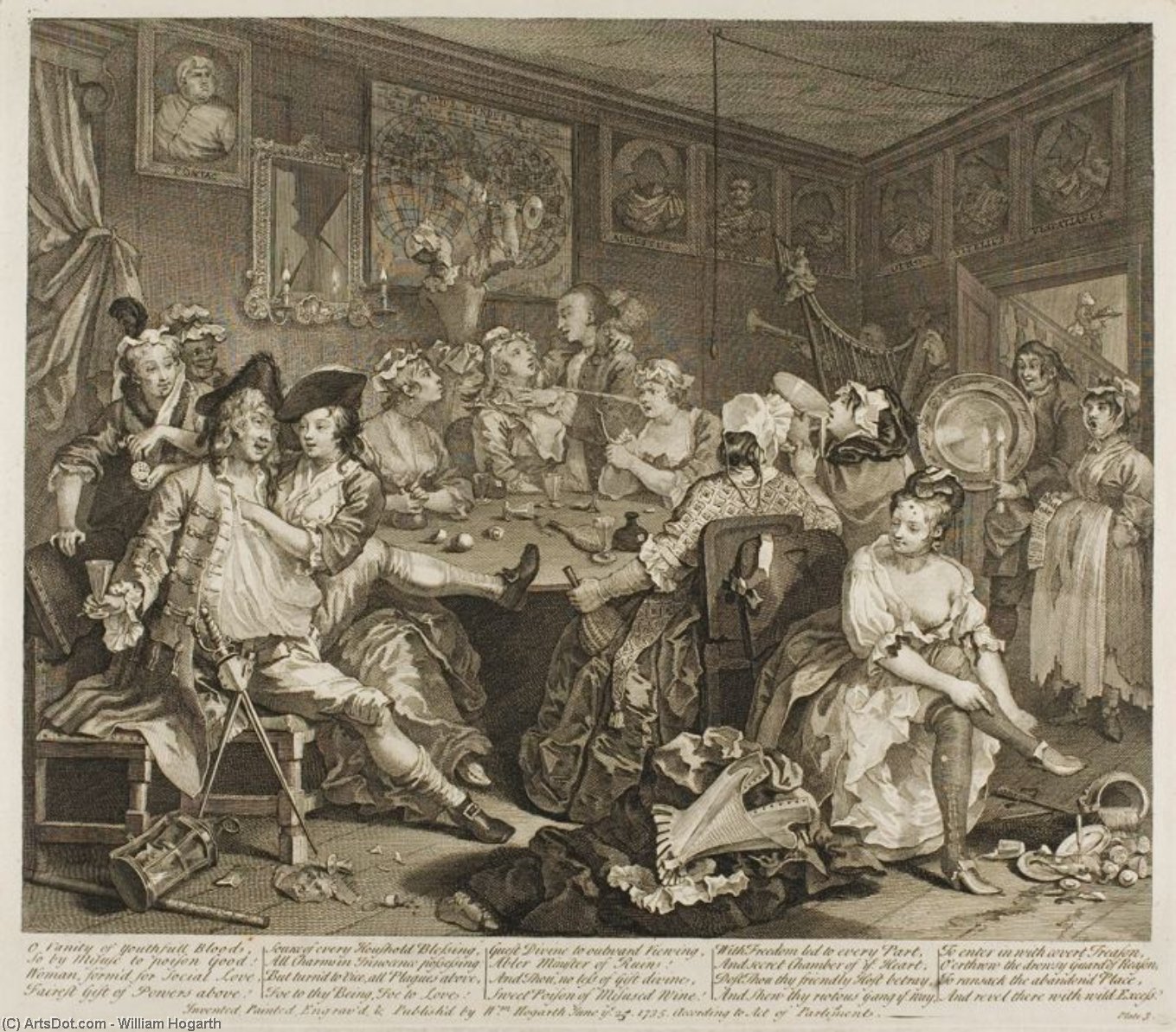 Plate Three, From A Rake's Progress — Хогарт