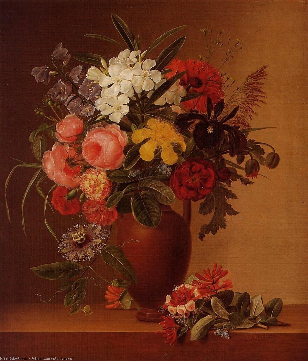 Still Life With Flowers In An Earthenware Vase — Johan Laurentz Jensen