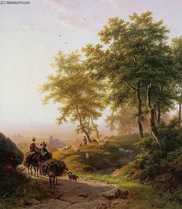 Farmers Couple On Forest Hill Sun — Hendrik Barend Koekkoek