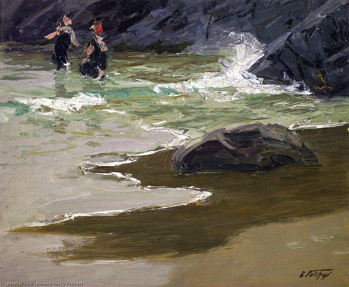 Bathers By A Rocky Coast — Edward Henry Potthast