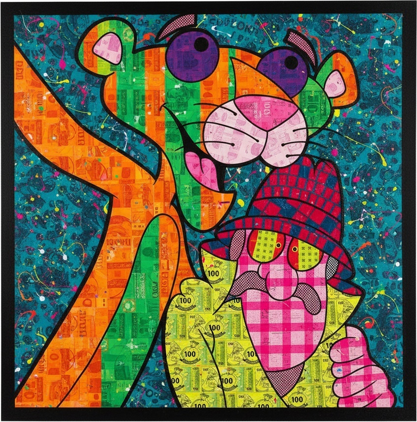 Primal Chaos In Neon Splatter: A Singular Vision Of Feline Majesty And Kinetic Energy — Caroline Pelletier