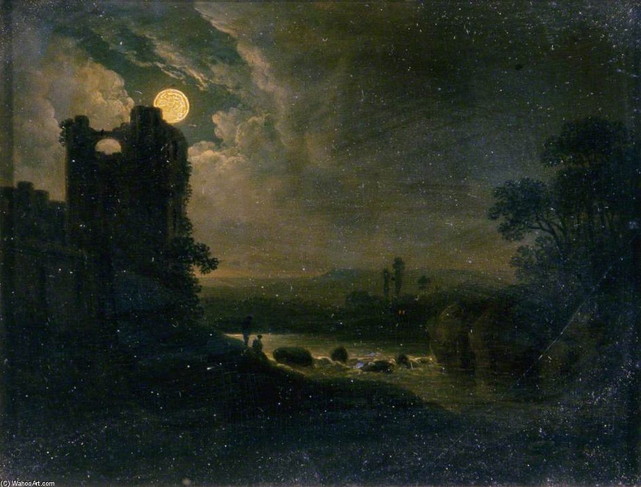 Moonlit Landscape With River — Авраам Петтер
