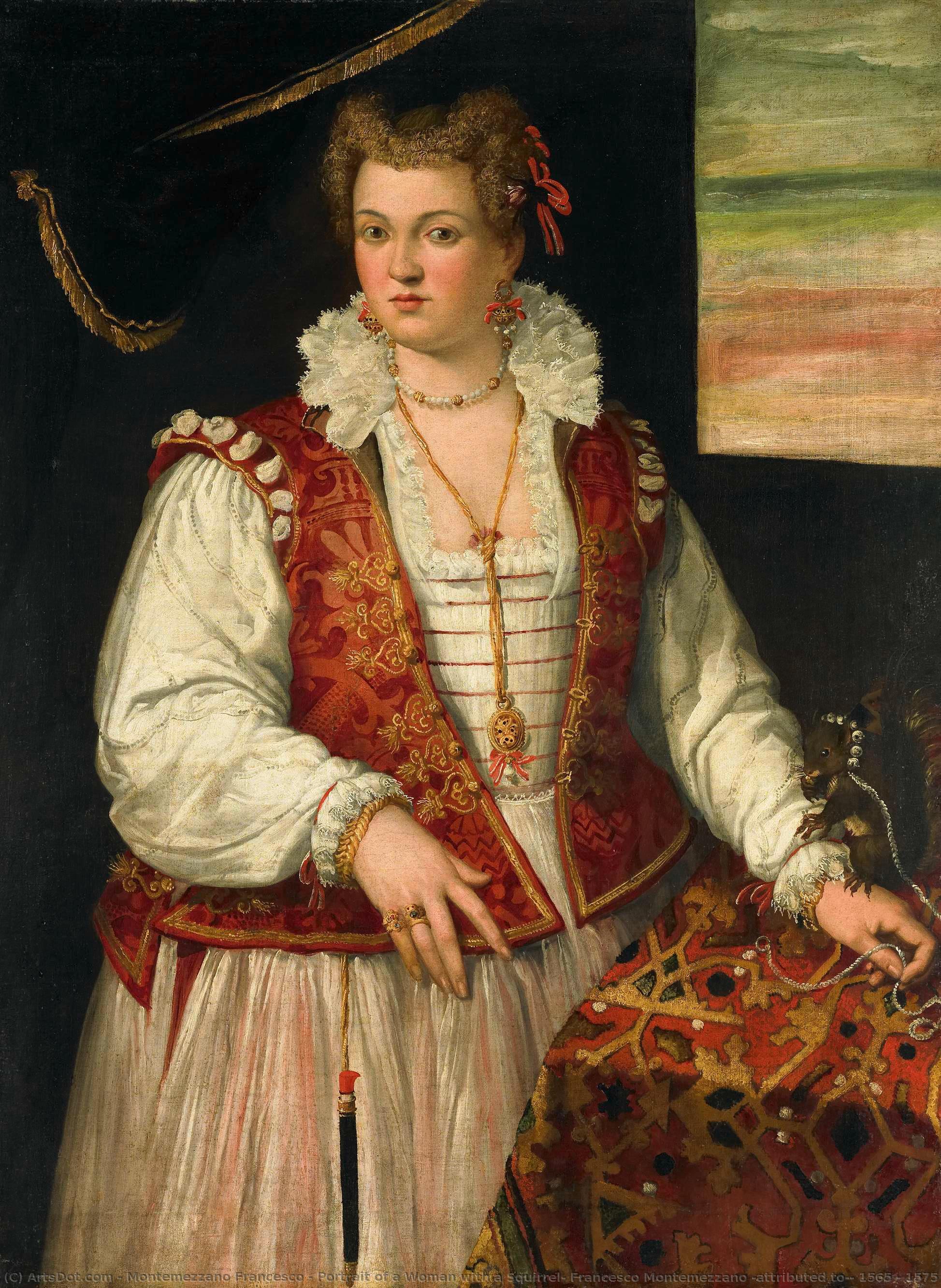 Portrait Of A Woman With A Squirrel, Francesco Montemezzano (attributed To), 1565 - 1575 — Montemezzano Francesco
