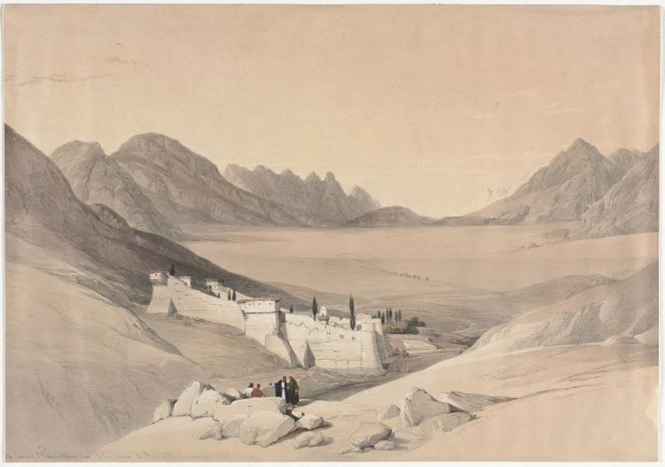 The Convent Of St. Catherine, Mount Sinai, Looking Towards The Plain Of The Encampment — David Roberts