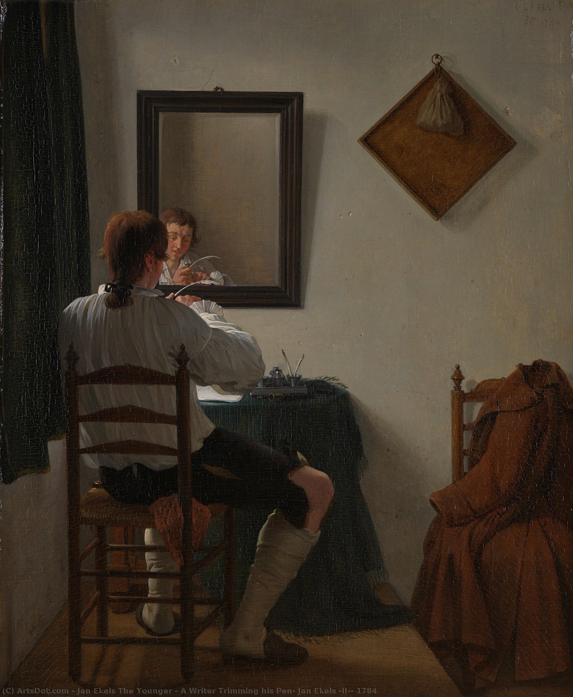 A Writer Trimming His Pen, Jan Ekels (ii), 1784 — Jan Ekels The Younger