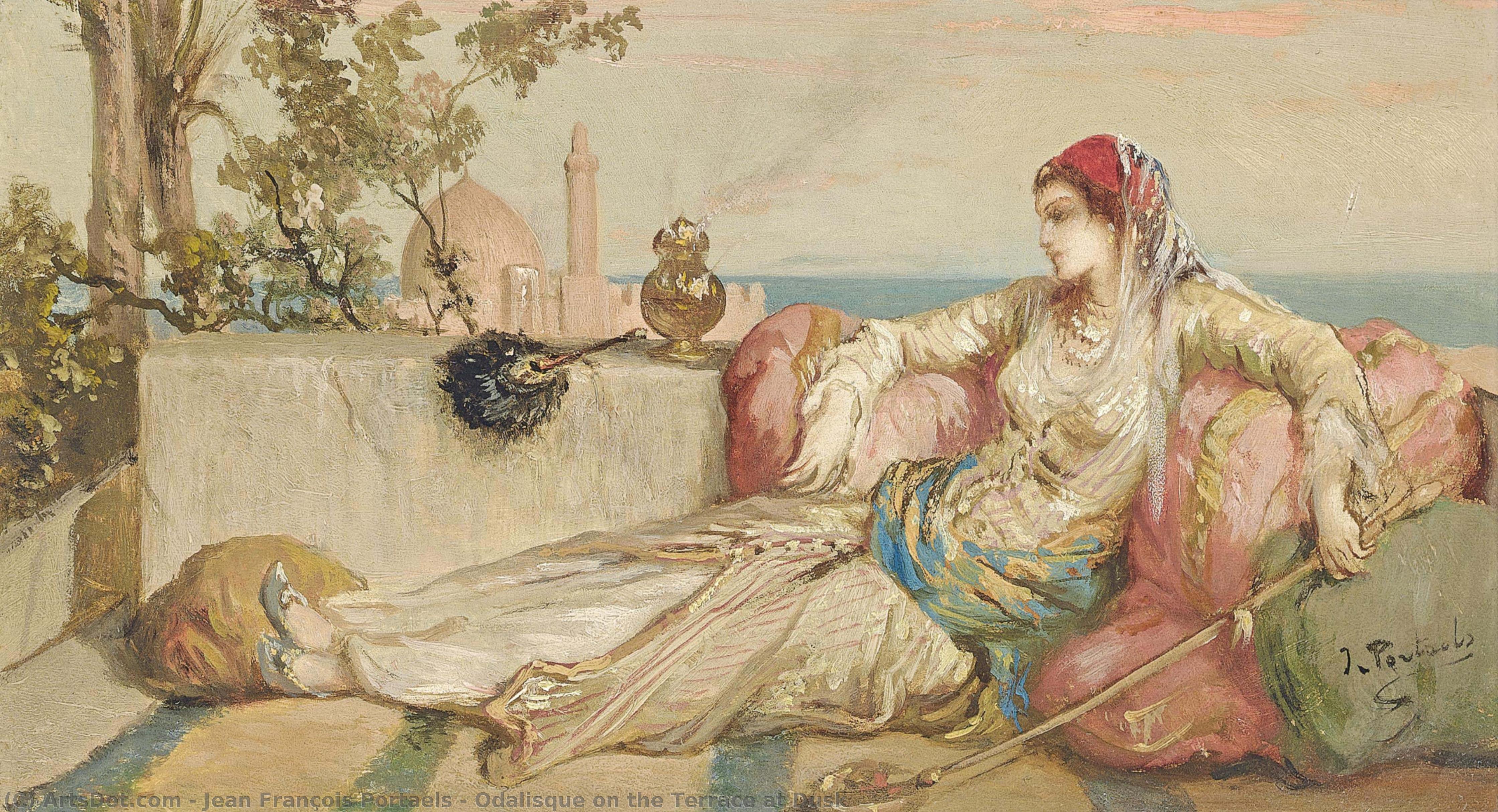 Odalisque On The Terrace At Dusk — Jean François Portaels