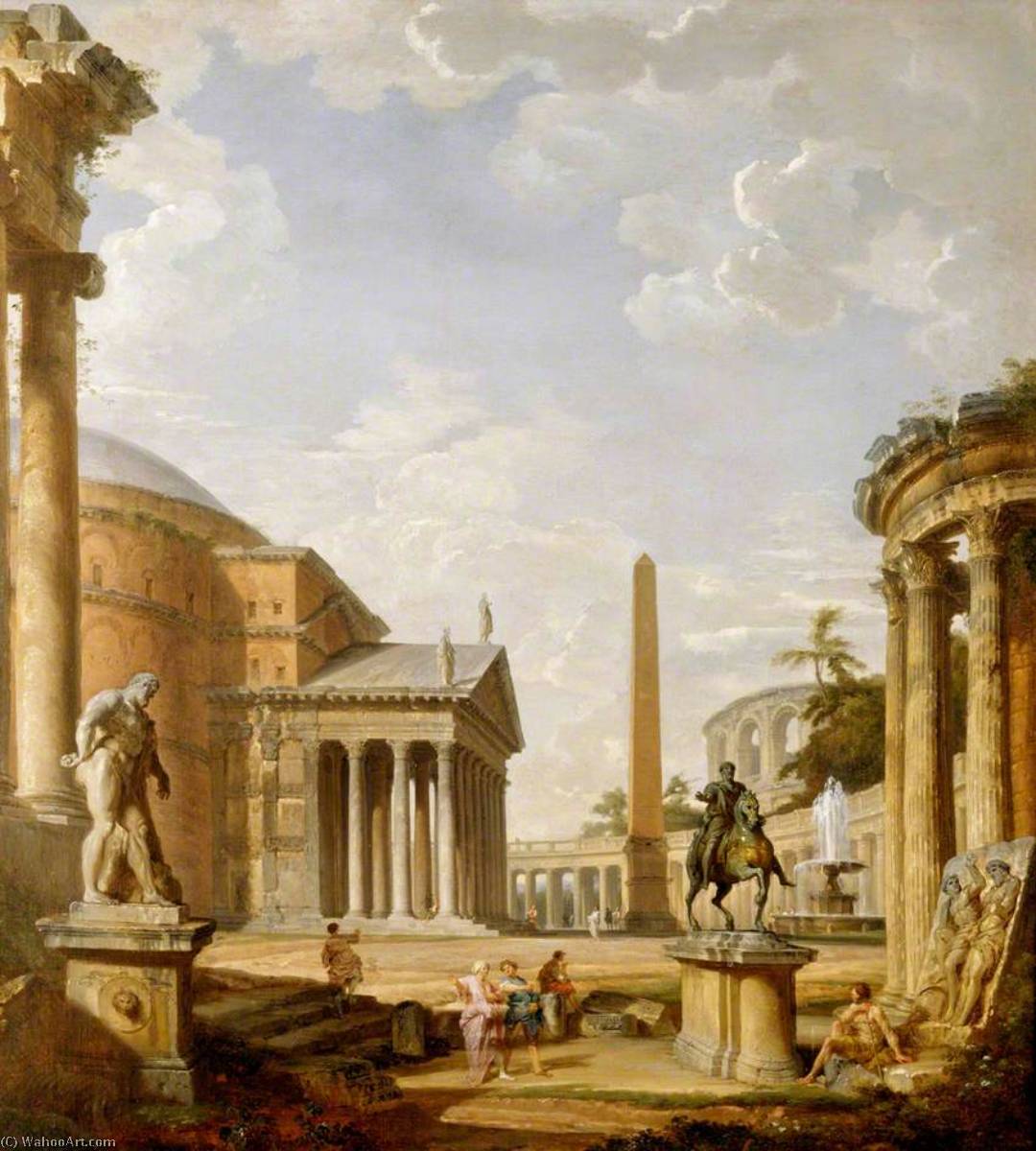 Roman Landscape With The Pantheon — Giovanni Paolo Panini