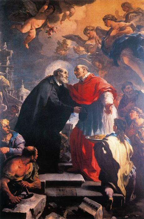Meeting The Saints Charles Borromeo And Filippo Blacks 1 — Luca Giordano