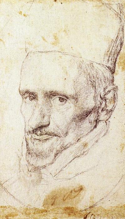 Studie Zum Kopf Des Kardinal Borja — Diego Rodríguez De Silva Y Velázquez