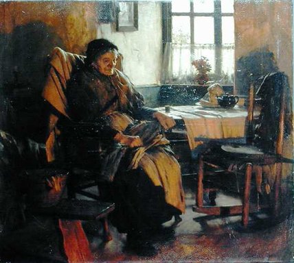 In The Firelight — Walter Langley