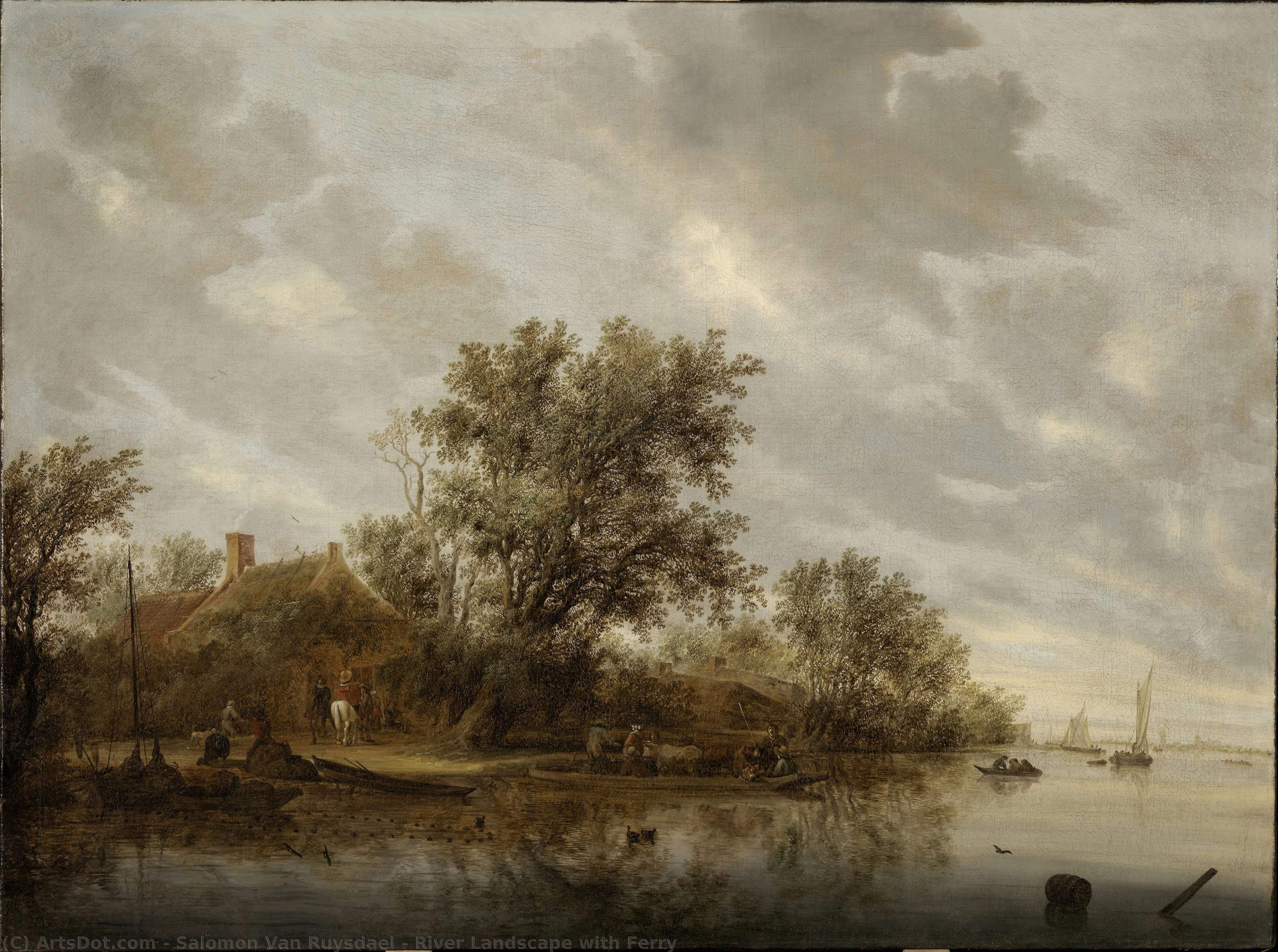 River Landscape With Ferry — Саломон Ван Рёйсдал