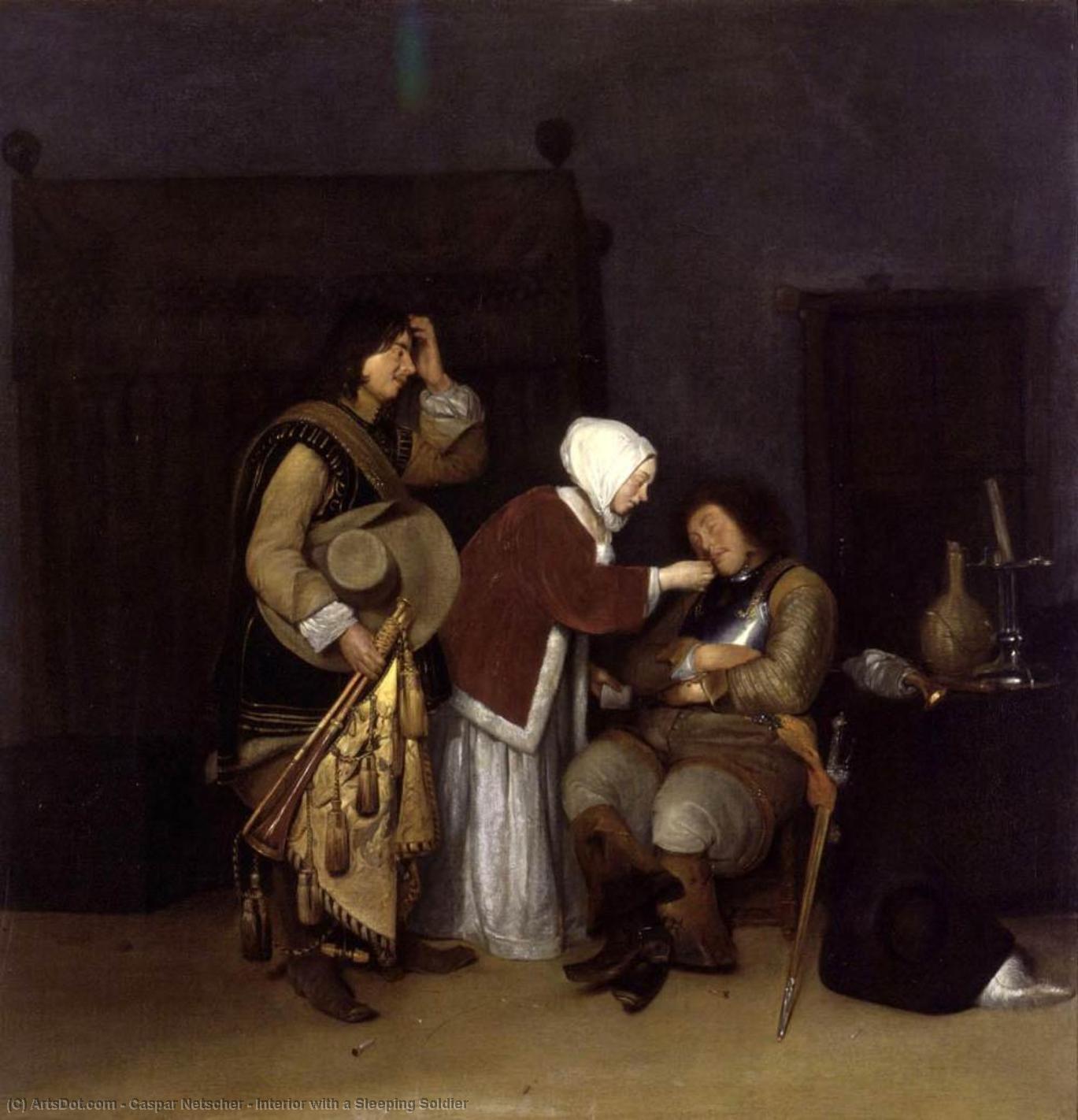 Interior With A Sleeping Soldier — Каспар Нетшер