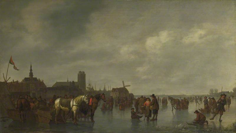Scene On The Ice Outside Dordrecht — Abraham Pietersz Van Calraet