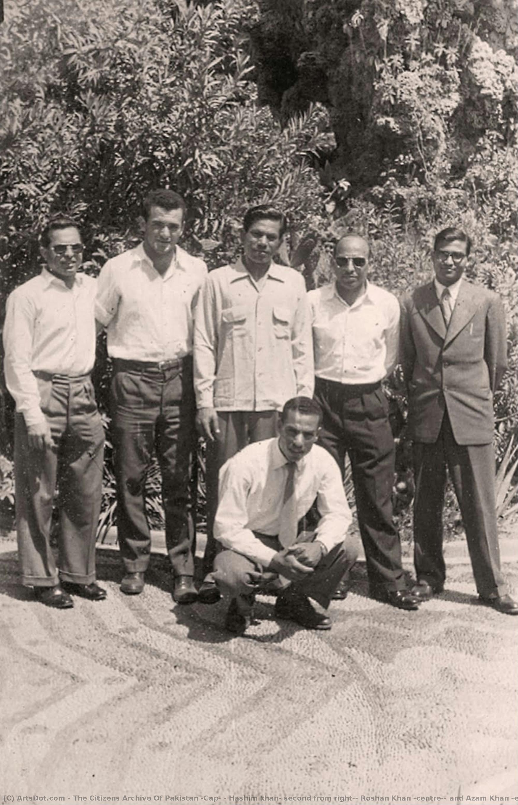 Hashim Khan( Second From Right), Roshan Khan (centre), And Azam Khan (extreme Left) Pictured With Group In Egypt During International Touring. Circa 1950s. — The Citizens Archive Of Pakistan (cap)