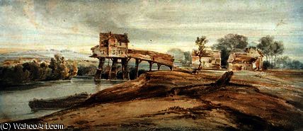 The Watermill Above The Bridge At Charenton — Francois Louis Thomas Francia