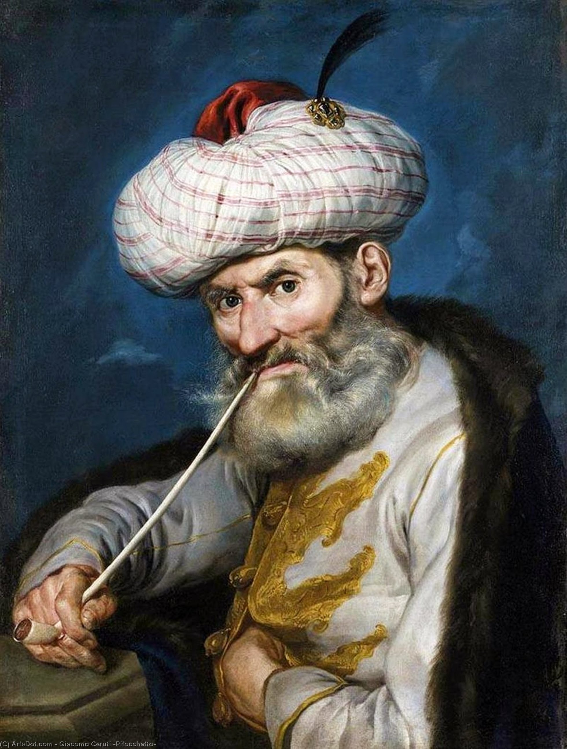 Portrait Of A Smoking Man In Oriental Habit — Giacomo Ceruti (pitocchetto)
