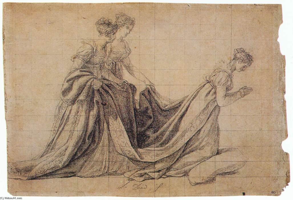 The Empress Josephine Kneeling With Mme De La Rochefoucauld And Mme De La Valette — Jacques-louis David