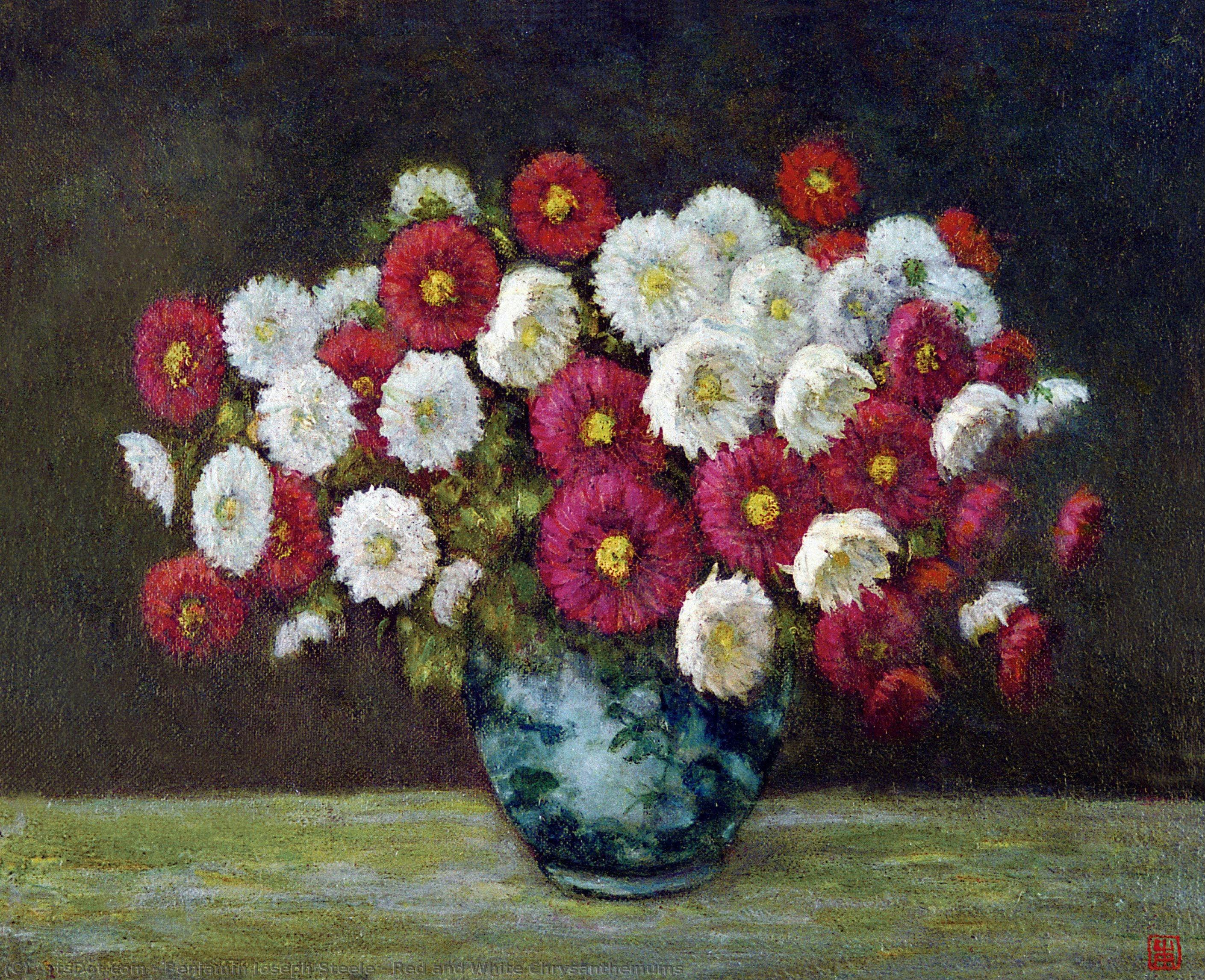 Red And White Chrysanthemums — Benjamin Joseph Steele
