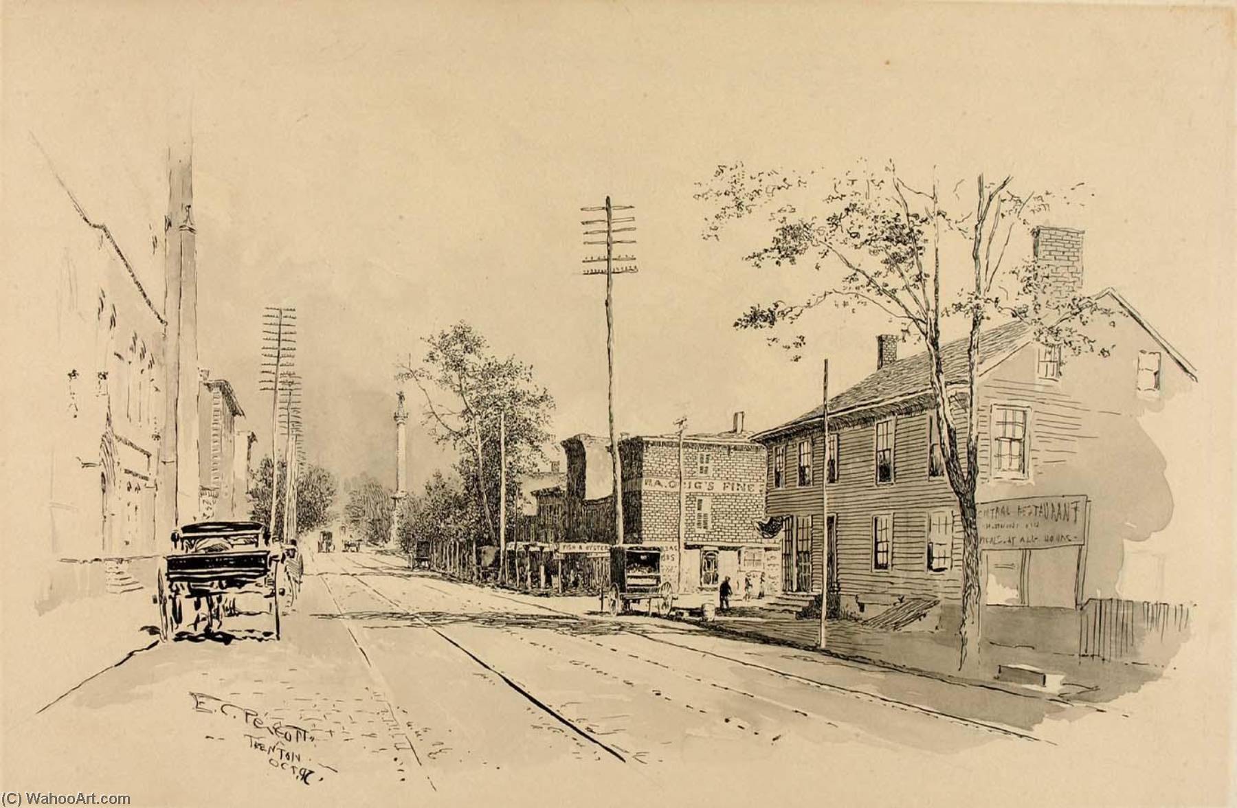 Trenton, Old King Street Looking From Hessian Headquarters — Ernest Clifford Peixotto