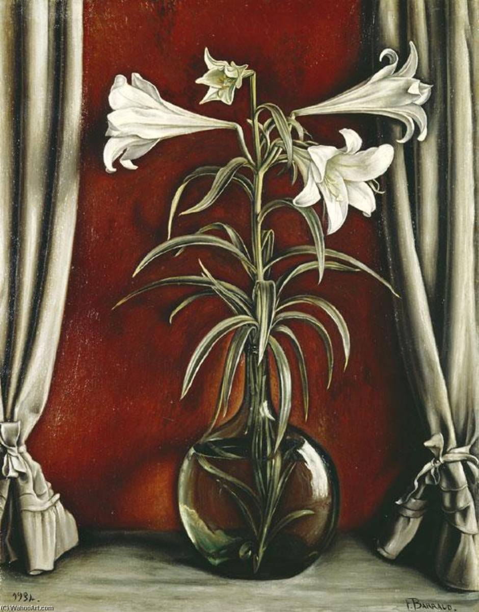 Français Nature Morte De Fleurs Aux Lys — François Emile Barraud