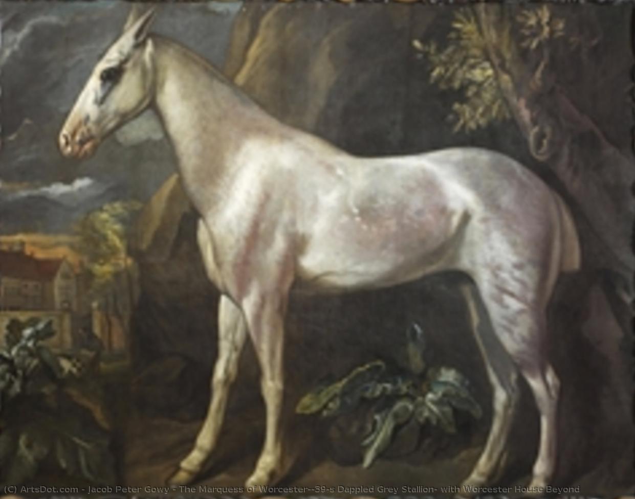 The Marquess Of Worcester's Dappled Grey Stallion, With Worcester House Beyond — Jacob Peter Gowy