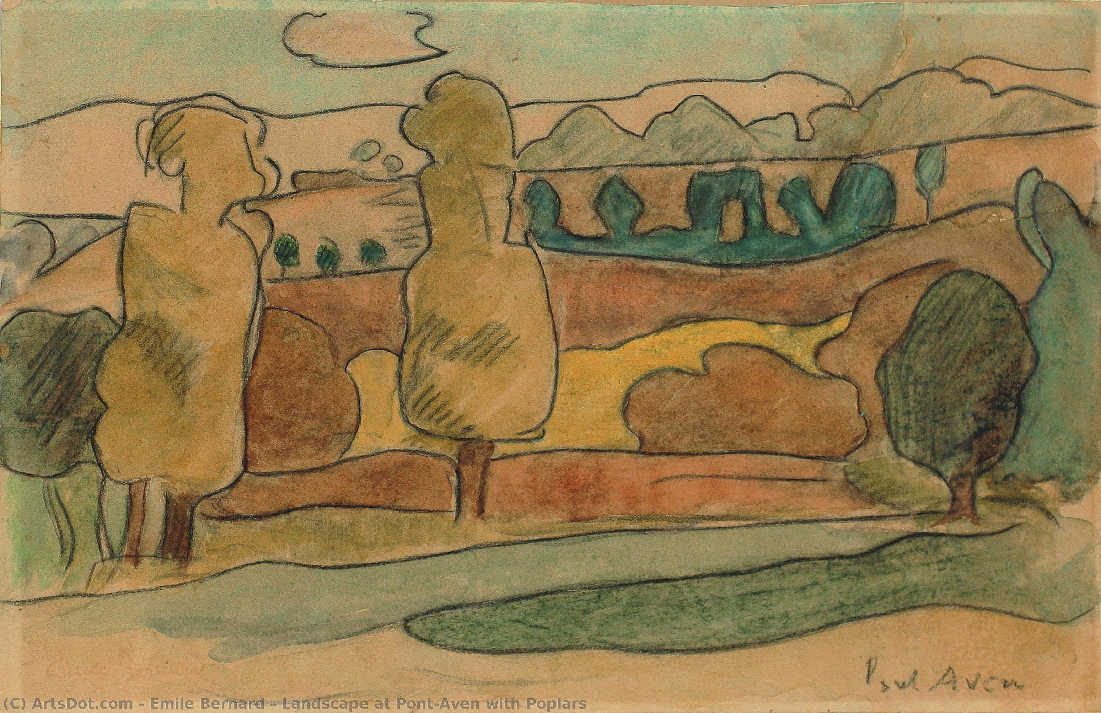 Landscape At Pont-aven With Poplars — Émile Bernard