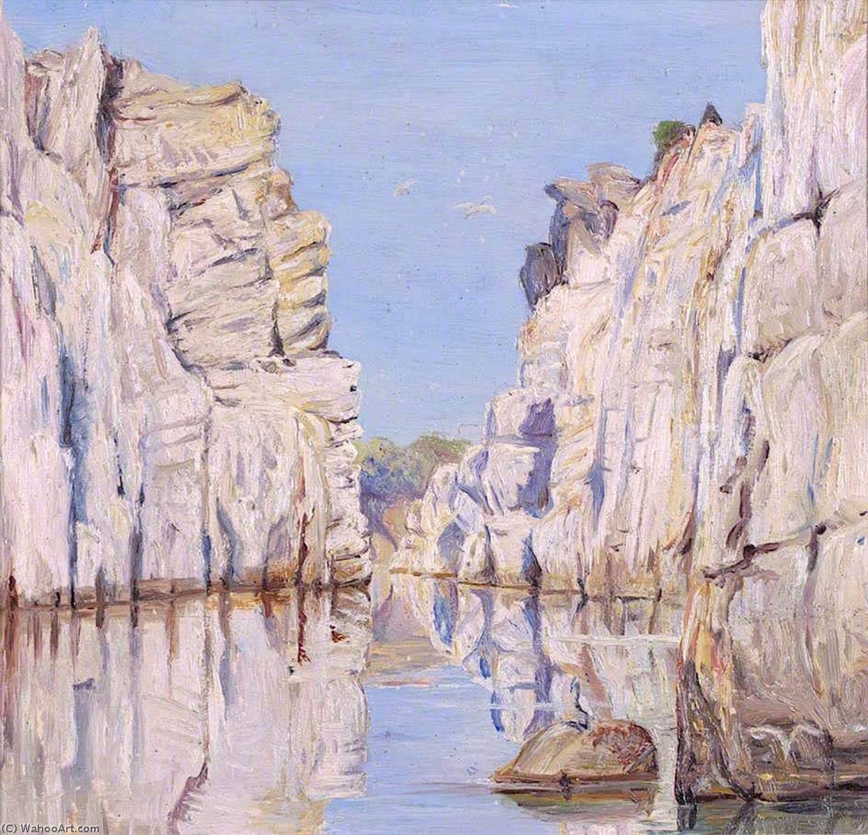 Marmorformationen, Jabalpur, Madhya Pradesh, Indien — Marianne North