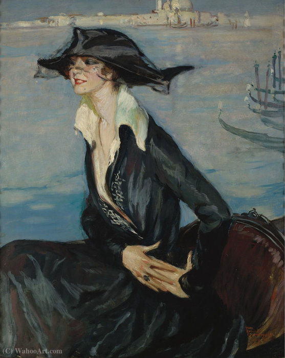 Woman In Black In Venice, (1919) — Jean-gabriel Domergue