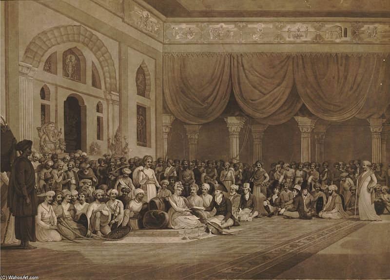 A Large Room With Corinthian Columns And Swags Of Cloth — Thomas And William Daniell