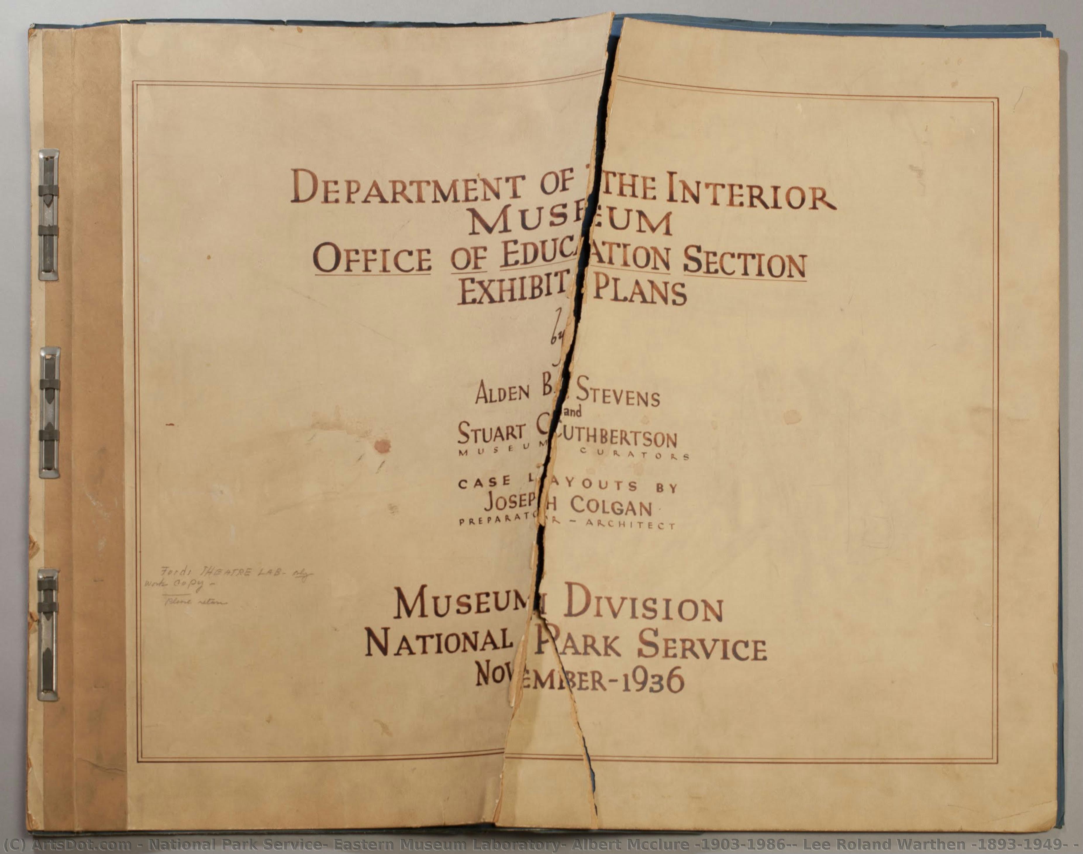 Exhibit Plans For U.s. Department Of The Interior Museum — National Park Service, Eastern Museum Laboratory, Albert Mcclure (1903-1986), Lee Roland Warthen (1893-1949)