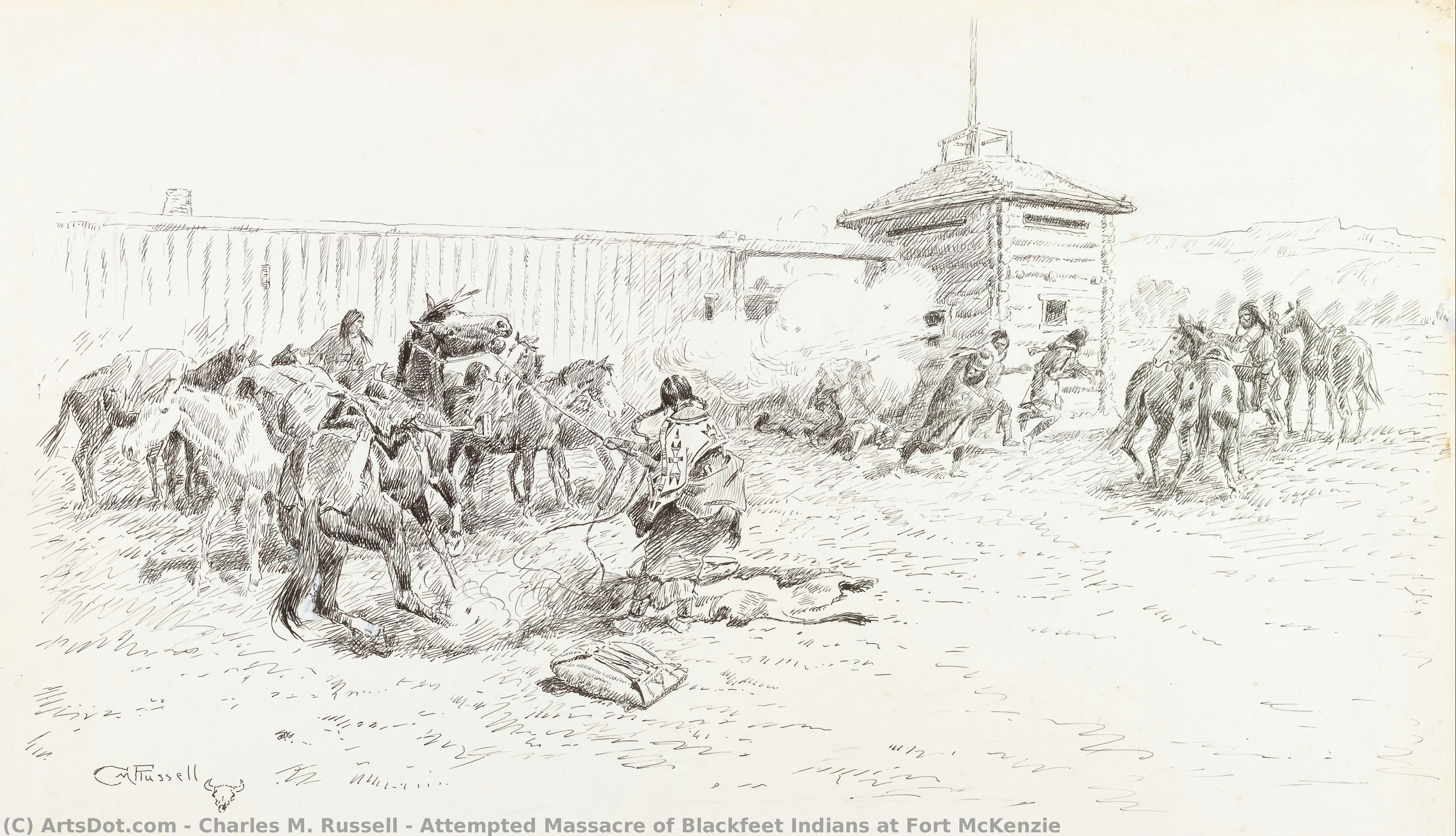 Attempted Massacre Of Blackfeet Indians At Fort Mckenzie — Charles Marion Russell