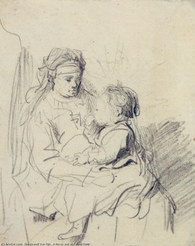 La Enfermera Y El Niño Que Come — Rembrandt Van Rijn