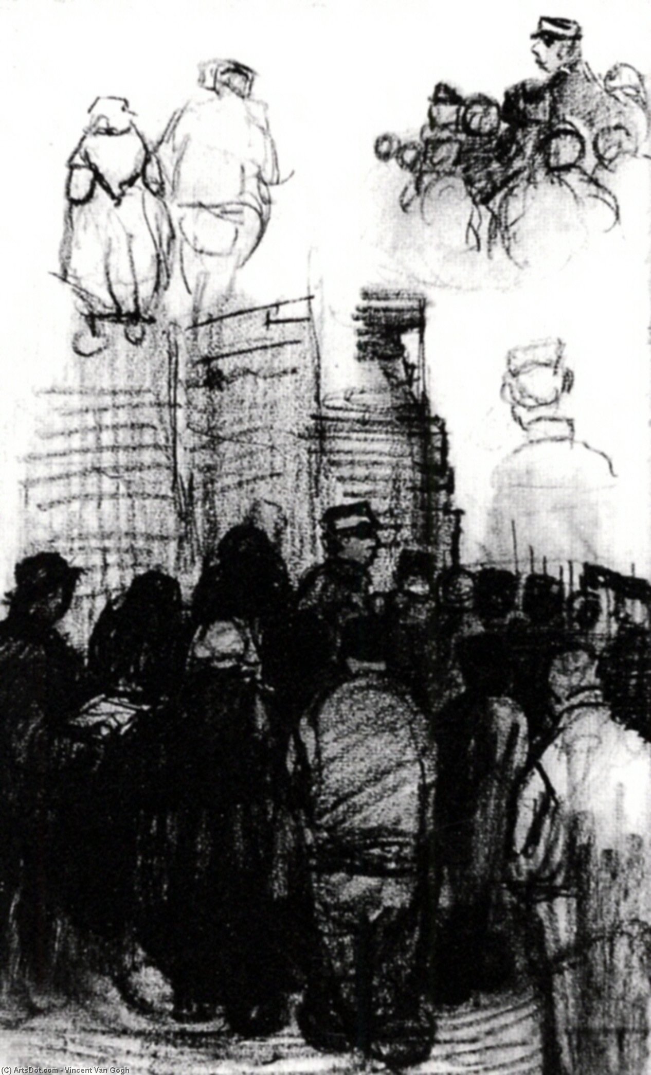 Sketches For The Drawing Of An Auction — Vincent Willem Van Gogh