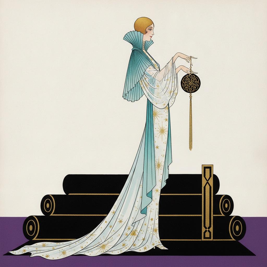 Teal Drapery And Gold Medallion Amidst Black Cylindrical Forms — Valentin Laurent De Courcey