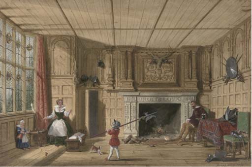 Earl Of Leicester In The Trophy Room At Kenilworth — Joseph Nash The Younger