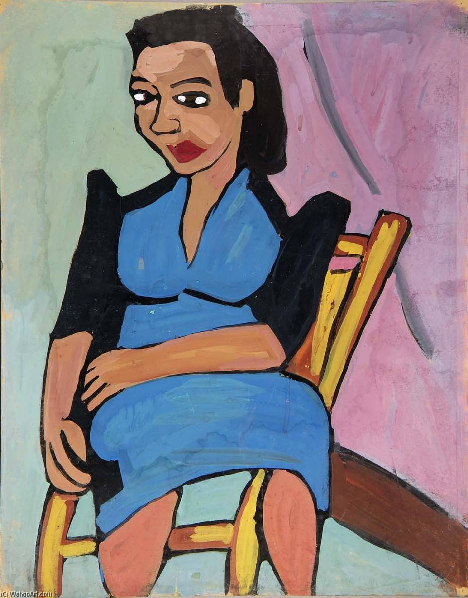 Seated Woman In Blue And Black Dress — William H. Johnson