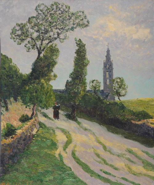 Le Soir Avant La Pluie (titre Attribué) Eglise Et Calvaire (titre Attribué, Esquisse Sur La Toile Au Revers) — Maxime Emile Louis Maufra