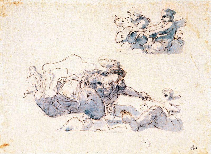 Minerva Burns Out The Giants And Study For Two Children — Luca Giordano