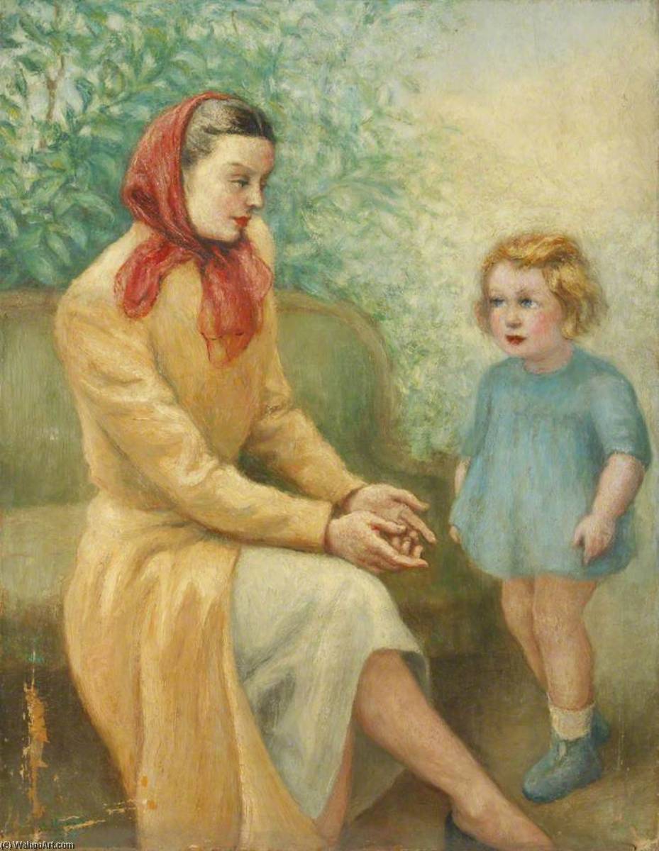 Mother With A Red Headscarf And Child — Georges Van Houten