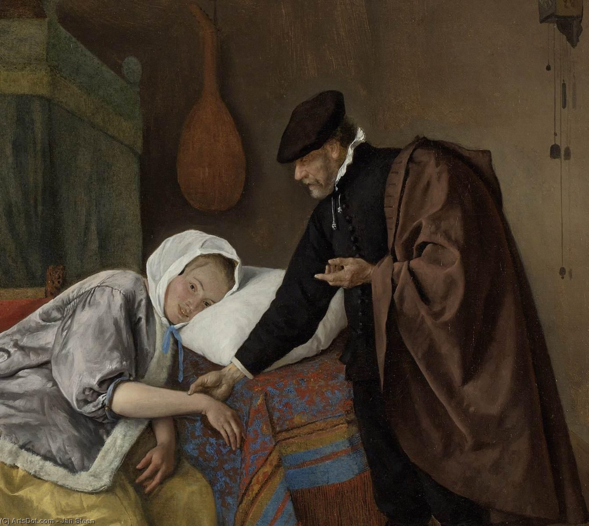 The Sick Woman (detail) — Jan Havickszoon Steen