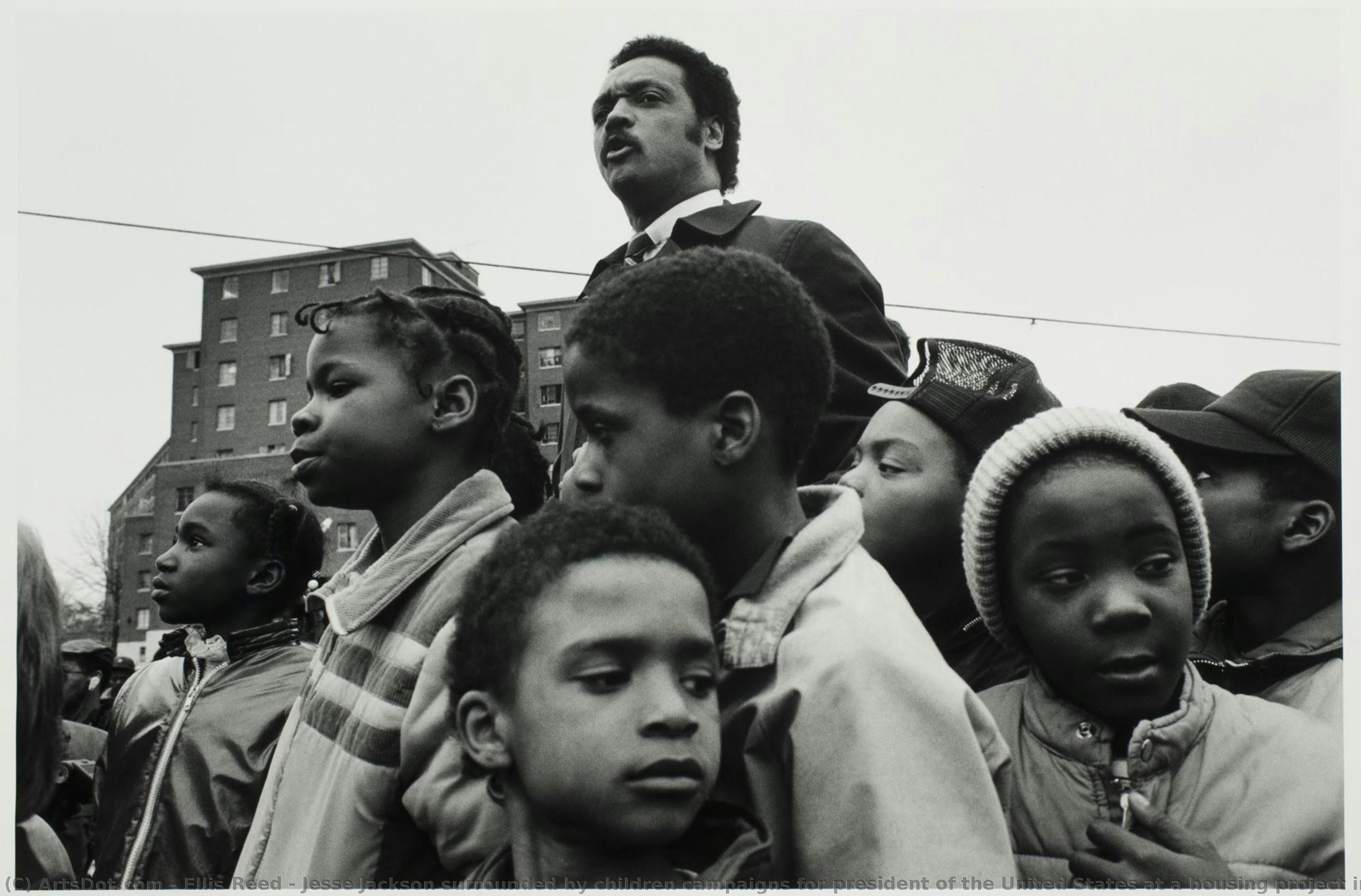 Jesse Jackson Surrounded By Children Campaigns For President Of The United States At A Housing Project In Hartford, Connecticut — Ellis Reed