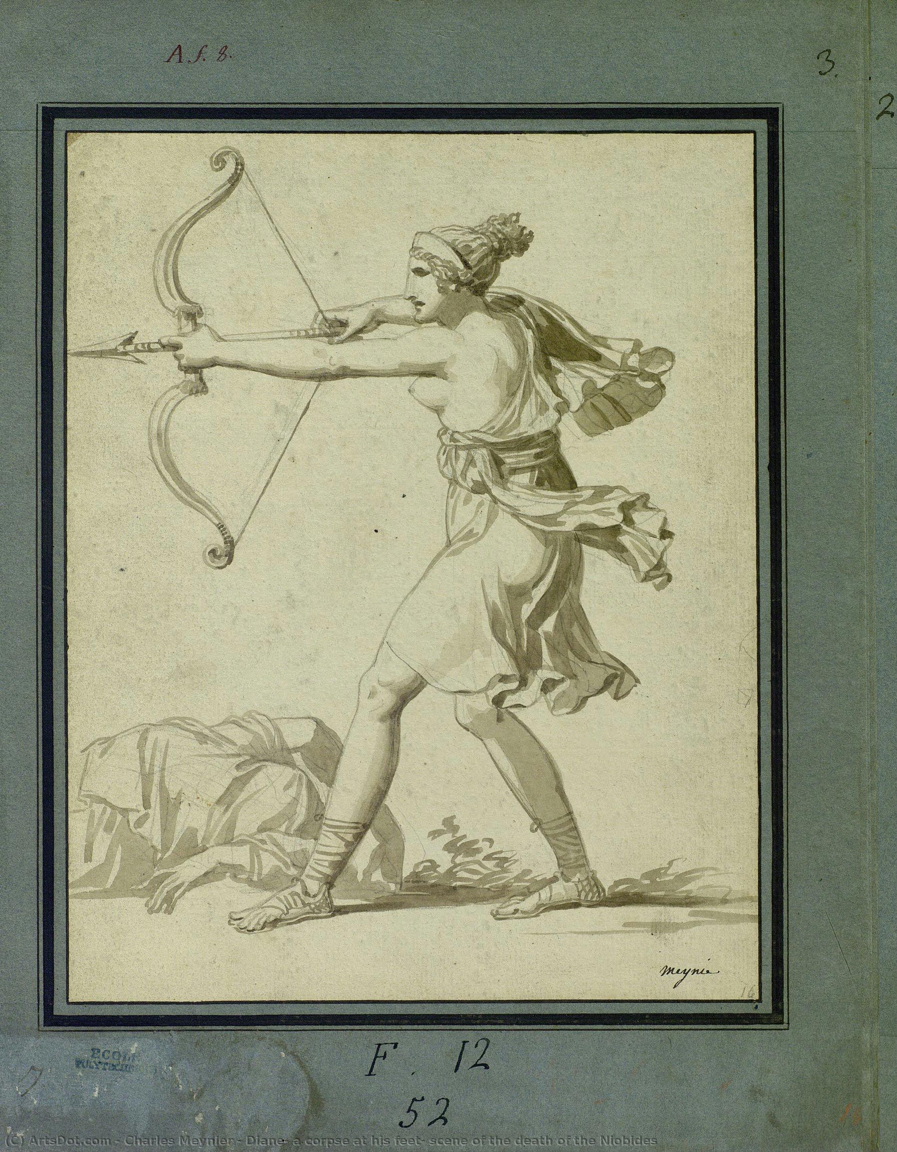 Diane, A Corpse At His Feet: Scene Of The Death Of The Niobides — Charles Meynier
