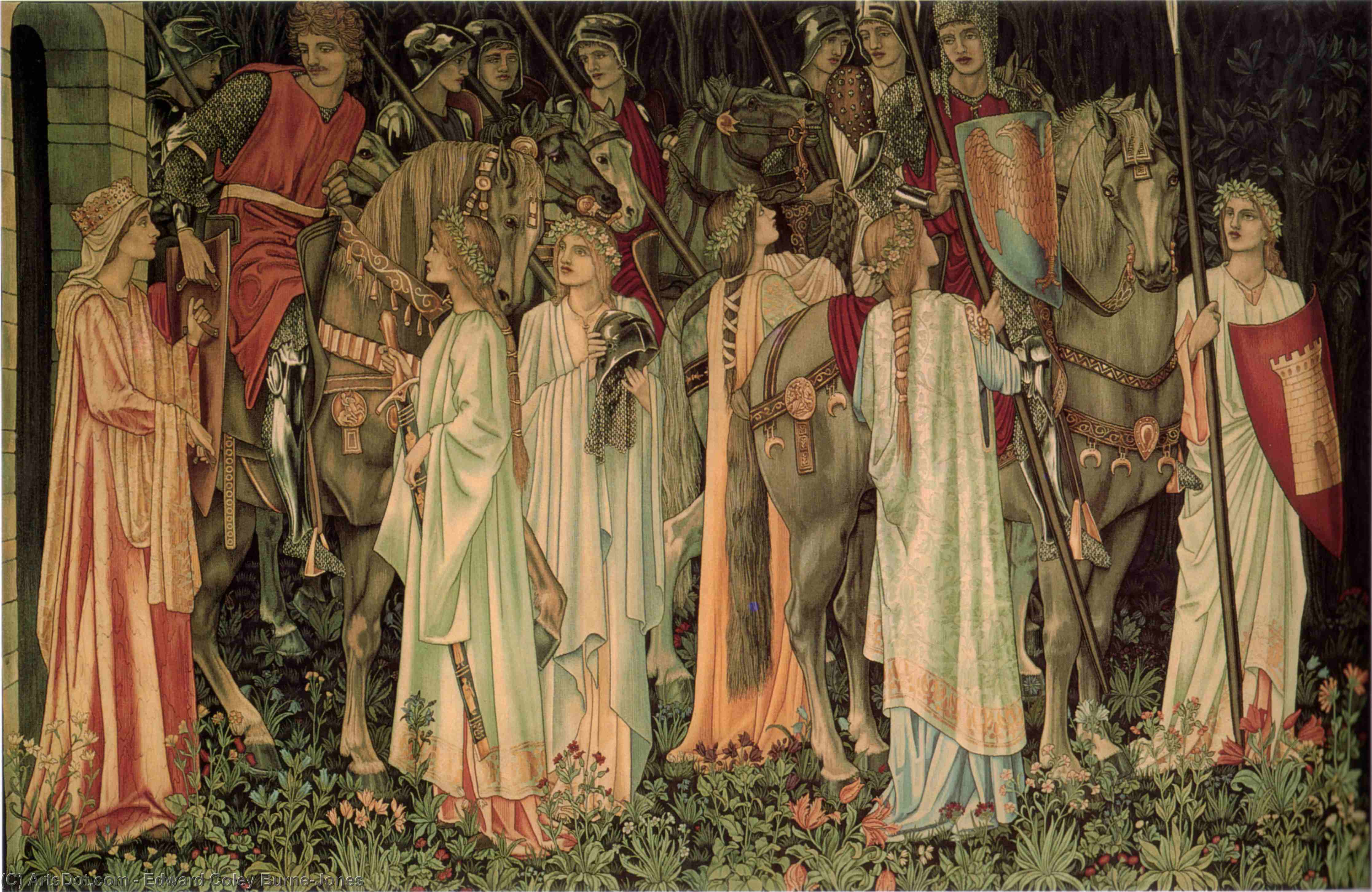 The Arming And Departure Of The Knights — Edward Coley Burne-jones