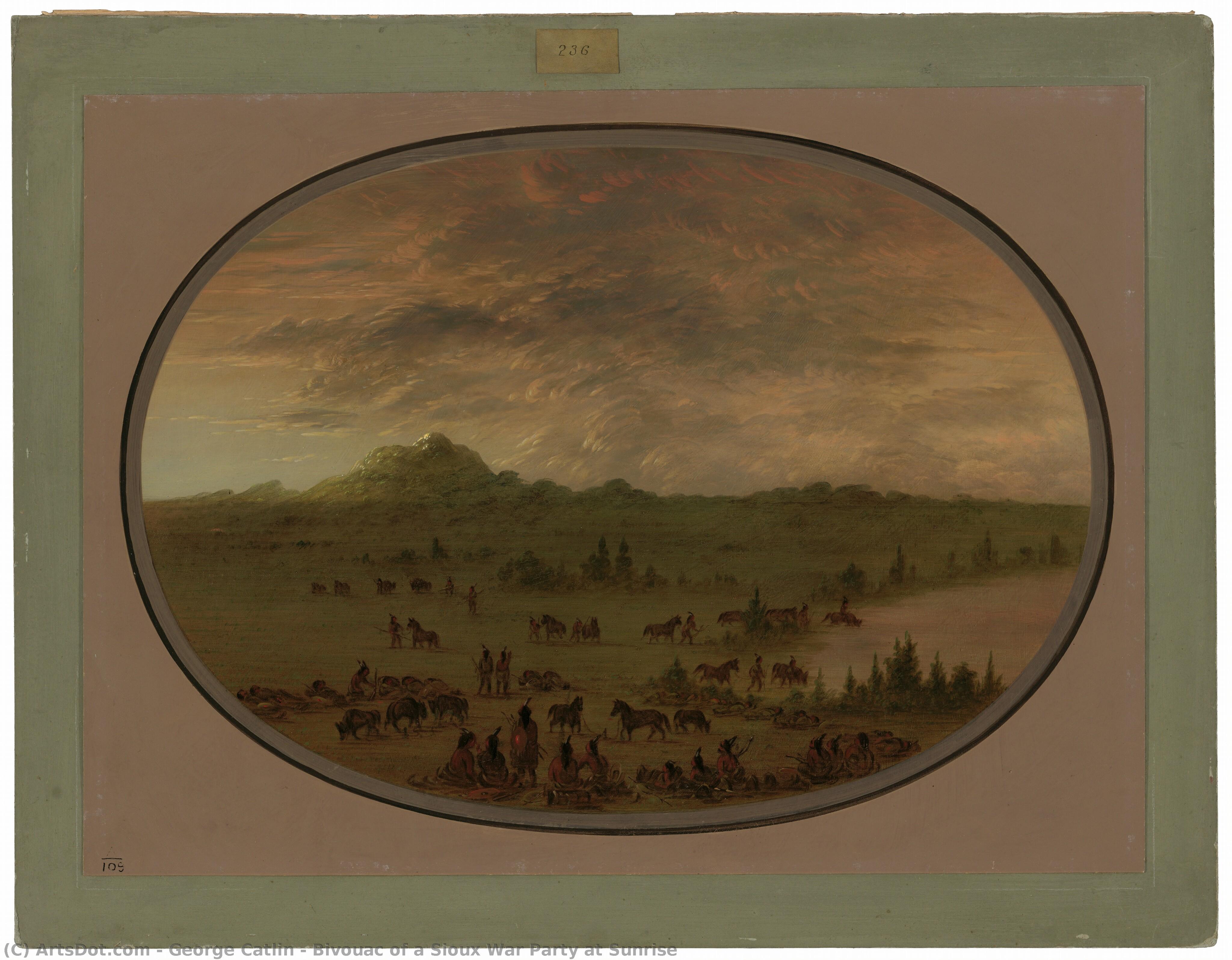 Bivouac Of A Sioux War Party At Sunrise — ジョージ・キャットリン