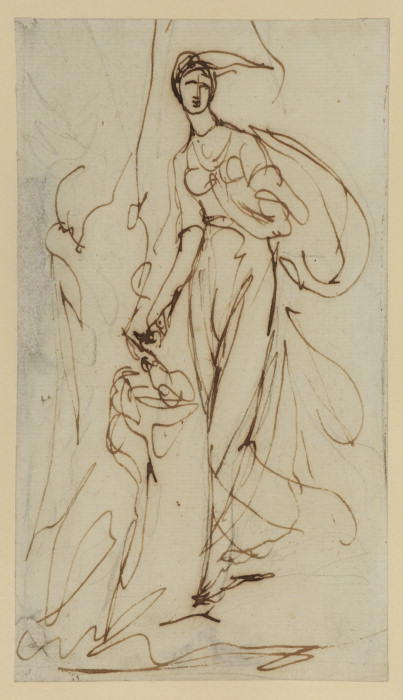 Study For A Portrait - Female Figure Sacrificing — George Romney