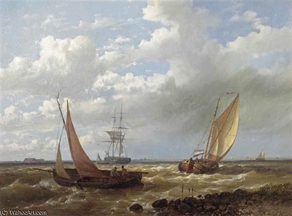 Dutch Sailing Vessels In Choppy Waters — Abraham Hulk Senior
