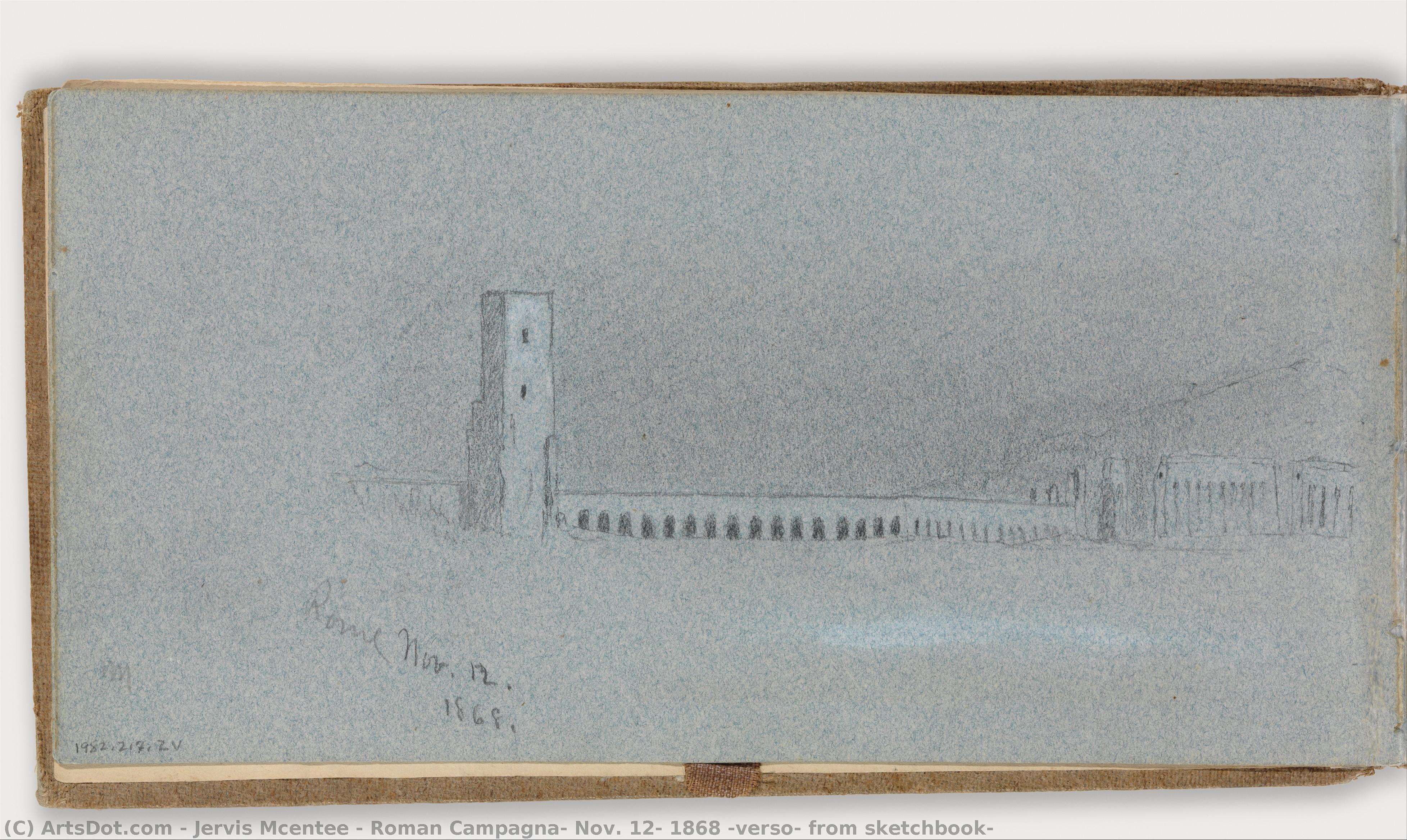 Roman Campagna, Nov. 12, 1868 (verso, From Sketchbook) — Jervis Mcentee