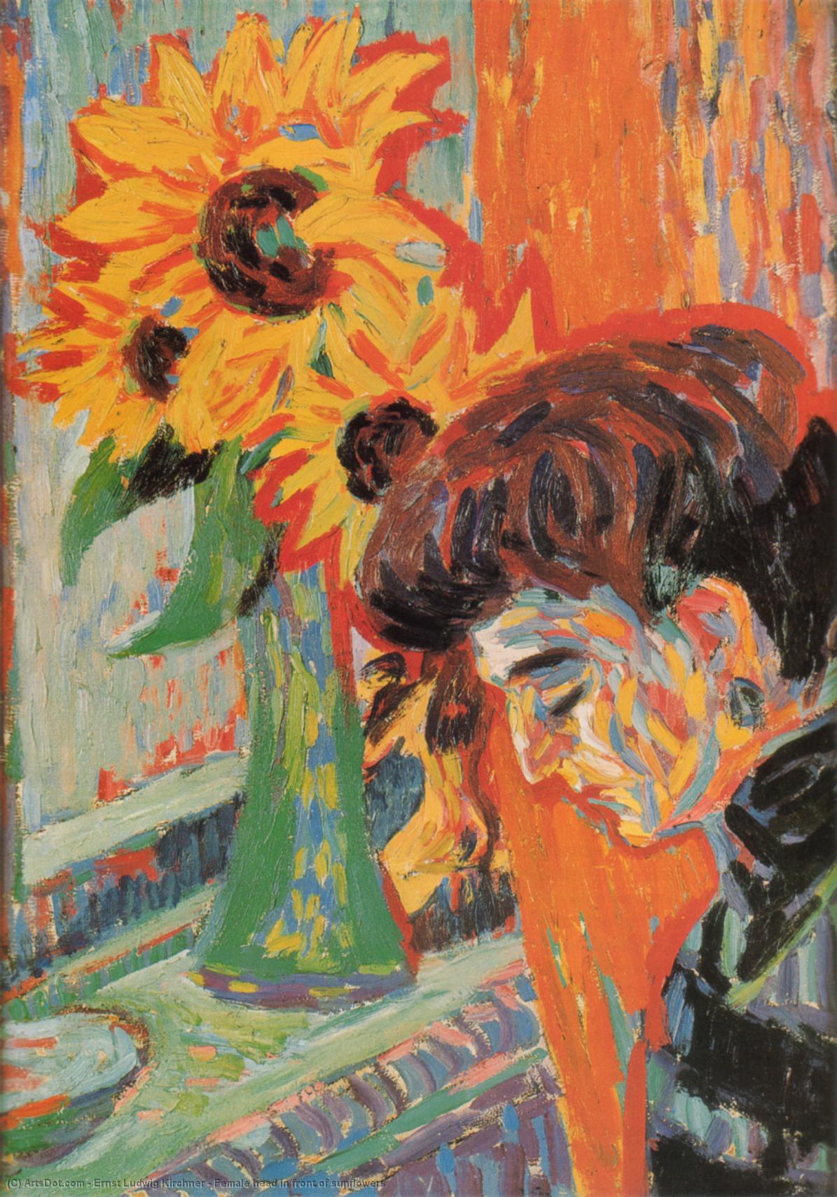 Frauengesicht Vor Sonnenblumen — Ernst Ludwig Kirchner