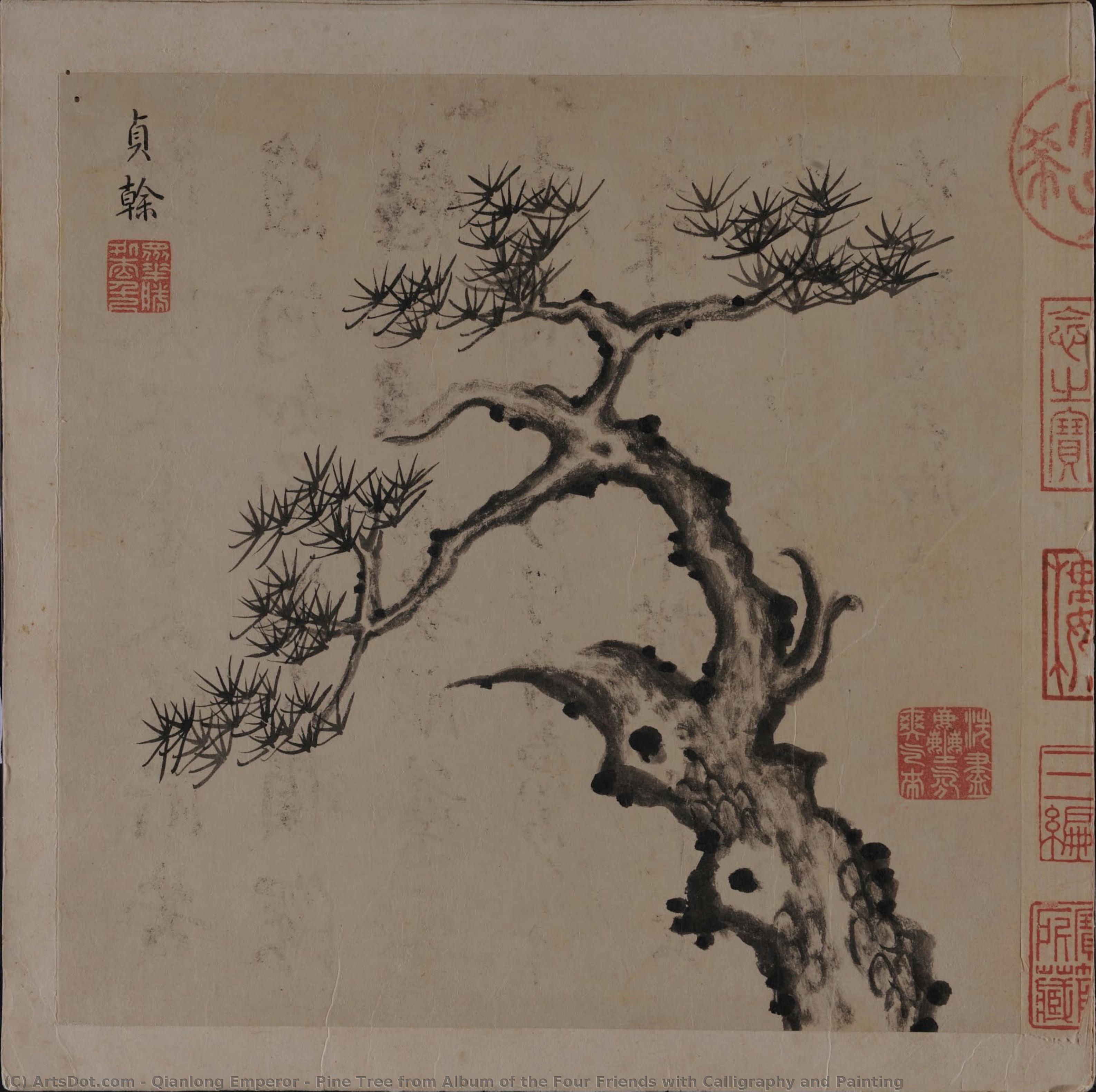 Pine Tree From Album Of The Four Friends With Calligraphy And Painting — Qianlong-kaiser