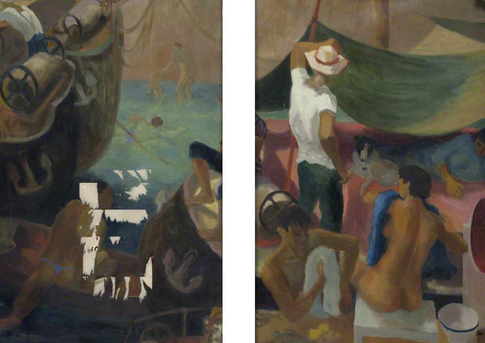 Harbour With Swimmers (verso) — David Mcclure